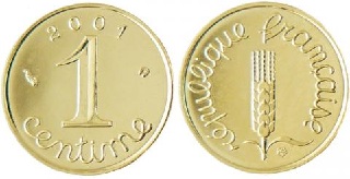 1 centime épi épreuve en or