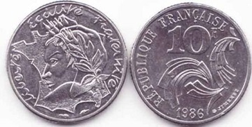 10 francs 1986 république jimenez