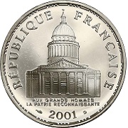 100 francs argent Panthéon série Belle Épreuve BE 2001