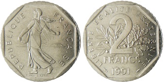 2 francs Semeuse 1991