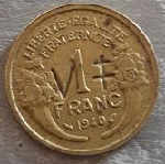 1 franc 1940 avec contre marque croix de lorraine et V