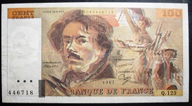 billet 100 francs fauté décalage d'impression