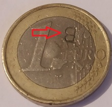 pièce de 1 euro avec contremarque B