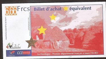 billet de banque temporaire, billet d'achat équivalent 6,66 francs