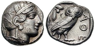 drachme à la chouette pièce antique grecquue d'Athènes