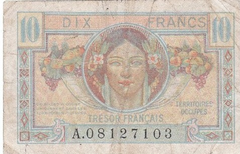 billets 10 francs tresor francais territoires occupes