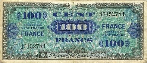 billet du trésor de 100 francs impression américaine