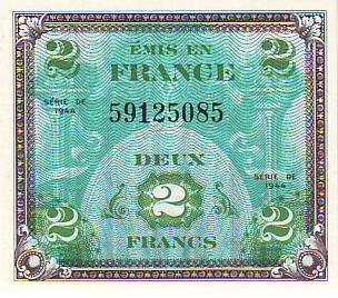 billet du trésor de 2 francs émis en France