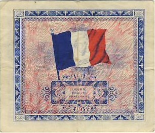 billet du trésor impression americaine drapeau de 5 francs
