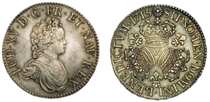 monnaie louis XV ecu aux 3 couronnes 1715