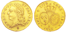 double louis d-or 1771 a la vieille tete louis XV