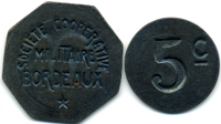 5 centimes cooperative militaire monnaie de necessite