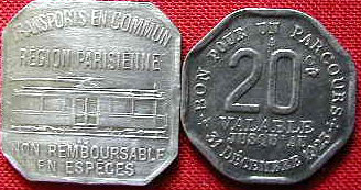 monnaie de nécessite de 20 centimes transport en commun région parisienne