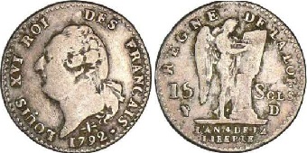 pièce de 15 sols louis xvi 1792 type français