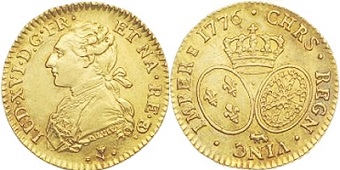 louis d'or 1776 louis xcvi buste habille