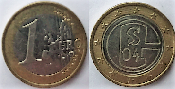 pièce 1 euro bizarre avec des marques