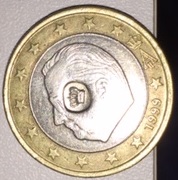 pièce 1 euro 1999 Belgique avec contremarque d'une couronne