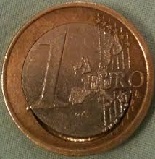 1 euro fauté coeur déformé