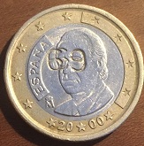 pièce 1 euro 2000 esqpagne avec une contremarque