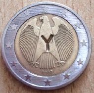 pièce de 2 euros 2002 allemagne avec une contre marque gravée ou surfrappe
