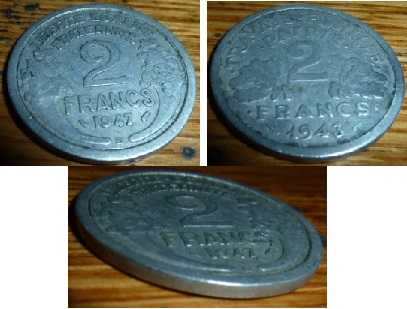 pièce 2 francs 1947 fautée