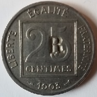 contremarque sur une pièce de 25 centimes 1903