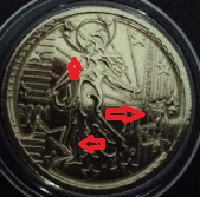 pièce 50 cent france 2001 avec  les marques des 3 religions gravées