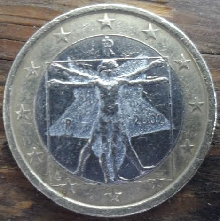 pièce de 1 euro italie avec une grande étoile