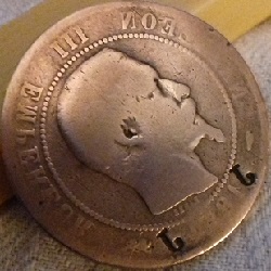 5 centimes napoléon III avec contremarque JJ