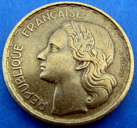 pièce de 10 francs 1951 fautée avec contremarque