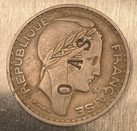 100 francs 1950 Algérie et cette contremarque OAS