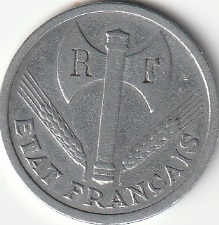 2 francs 1943 avec cette contremarque RF