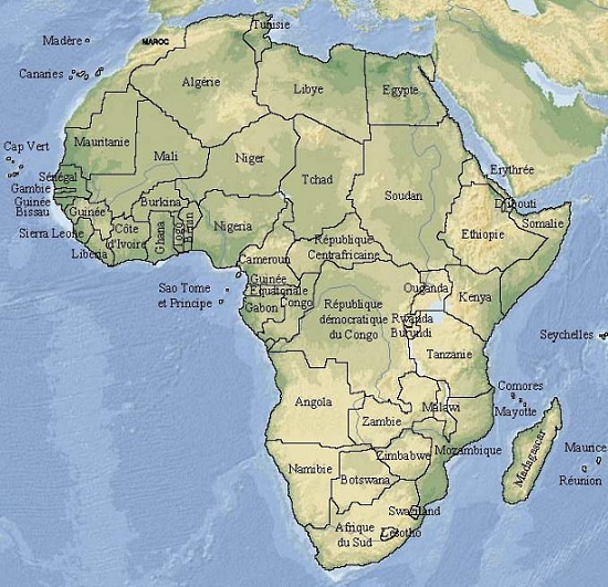 carte ders pays d'afrique
