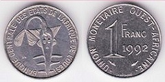 1 franc 1992 Afrique de l'Ouest