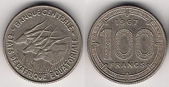 100 francs 1967 afrique équatoriale