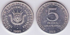 5 francs 1980 Burundi