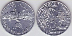 5 francs 1992 des Comores 