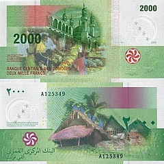 Billet 2000 francs 2005 des Comores 