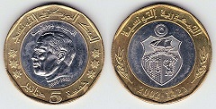5 dinars 2002 Tunisie