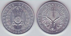 5 francs 1991 Djibouti
