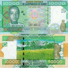 Billet de 10000 francs 2007 république de Guinée