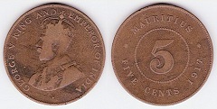 5 cents 1917 Ile Maurice 