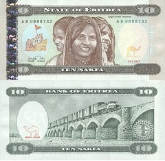 billet de 10 nafka 1997 Eritrea