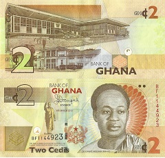 billet de 2 cedis 2013 Ghana