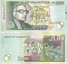 billet de 200 rupees 2001 Ile Maurice 