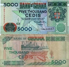 billet 5000 cedis 1997 Ghana