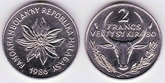 2 francs 1986 Madagascar 