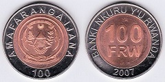 100 francs 2007 Rwanda