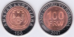 100 francs 2007 Rwanda