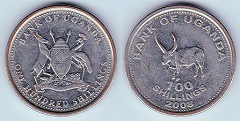 100 shillings 2008 Ouganda